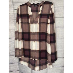 Women's NWOT Jones New York‎ open back roll tab sleeve blouse small oversized